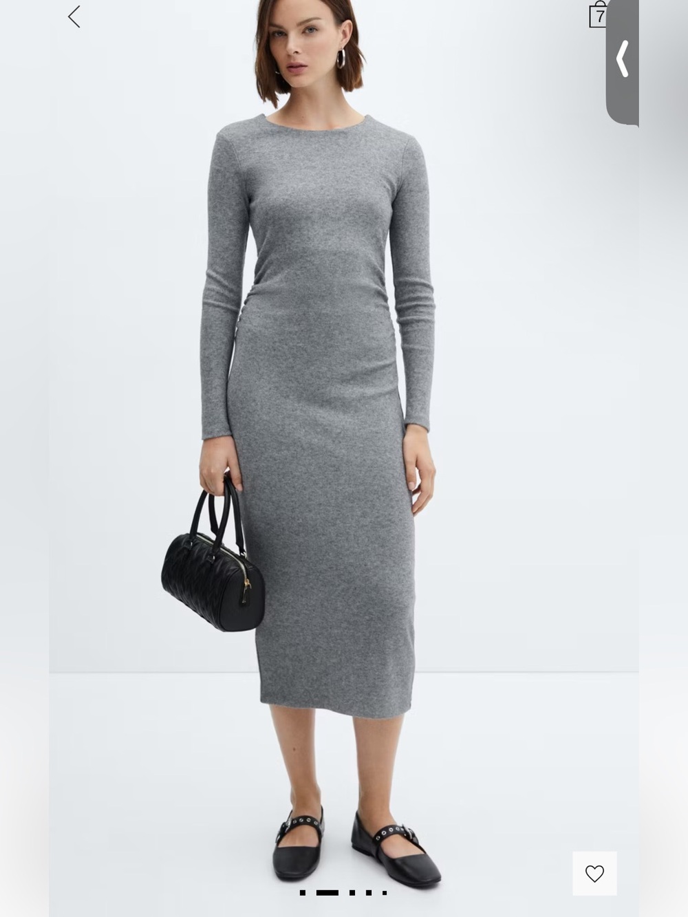 Mango Grey Ribbed Knit Pencil Skirt